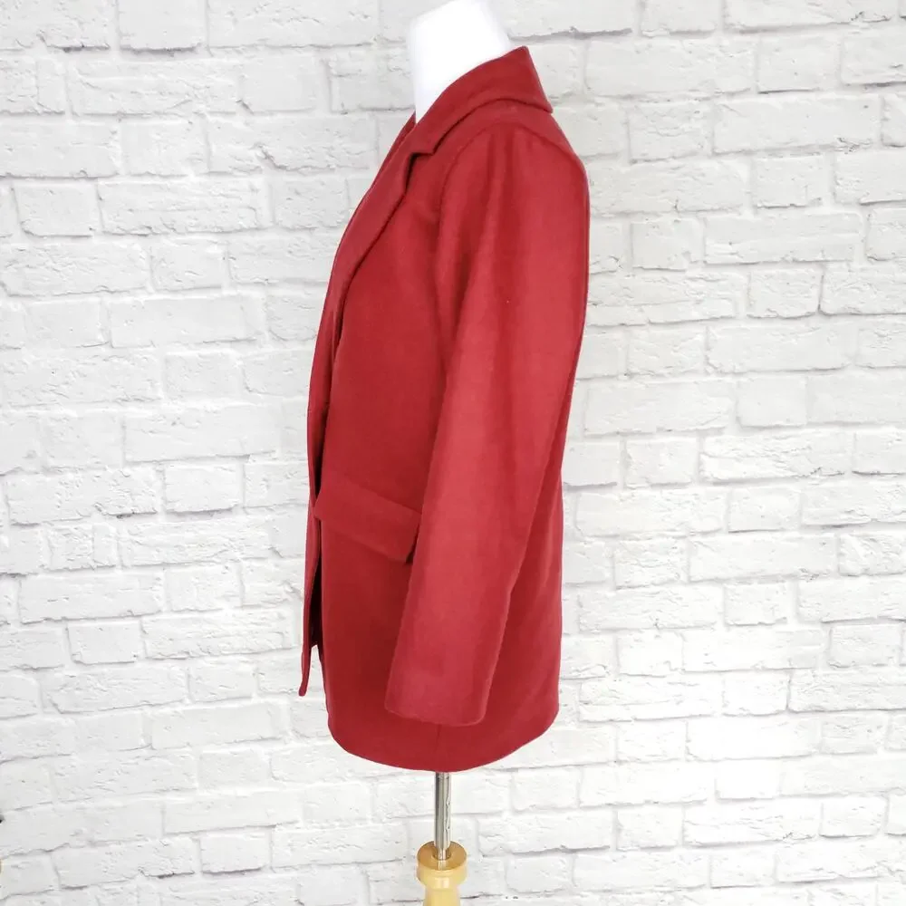 J. Crew Melton Wool Boyfriend Topcoat Red Size 00P